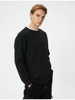 Koton Basic Kazak Bisiklet Yaka Uzun Kollu