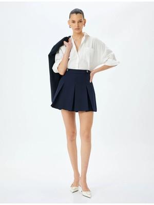 Koton Standart Bel A Kesim Pileli Mini Etek