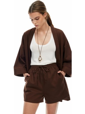 Koton Pamuklu Regular Fit Cepli Beli Bağcıklı Kısa Şort