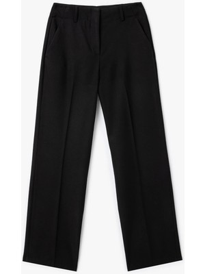 Koton Yüksek Bel Cepli Düz Bol Paça Kumaş Pantolon