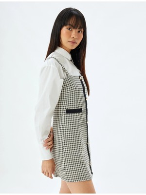 Koton Mini Elbise Kolsuz Kazayağı Detaylı Düğmeli Cepli