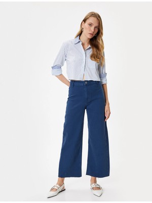 Koton Geniş Kısa Paça Kot Pantolon Yüksek Bel - Sandra Jeans