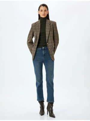 Koton Hafif Ispanyol Paça Normal Bel Crop Kot Pantolon Dar Kalıp