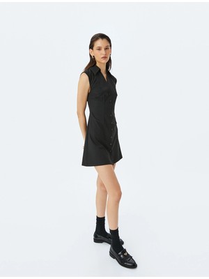 Koton A Kesim Düğmeli Kolsuz Mini Gömlek Elbise