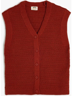 Koton Düğmeli V Yaka Triko Yelek