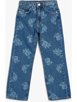 Koton Kot Pantolon Çiçek Baskılı Cep Detaylı Pamuklu