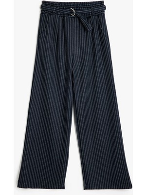 Koton Pantolon Kemer Detaylı Beli Lastikli Cepli Viskon Kumaş