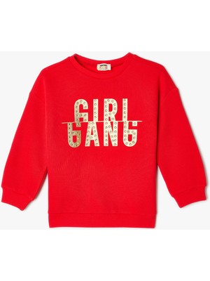 Koton Sweatshirt Slogan Baskılı Bisiklet Yaka Uzun Kollu Şardonlu