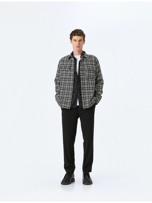 Koton Uzun Kollu Kapaklı Cep Detaylı Ekose Tüvit Gömlek Ceket