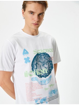 Koton Baskılı Tişört Bisiklet Yaka Kısa Kollu