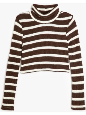 Koton Slim Fit Uzun Kollu Balıkçı Yaka Peluş Tişört