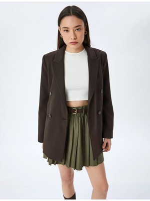 Koton Beli Lastikli Pileli Mini Etek