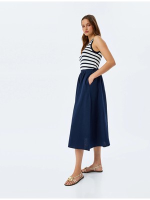 Koton Beli Lastikli Pamuklu A Kesim Uzun Çan Etek