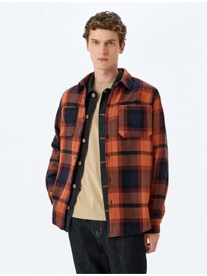 Koton Cep Detaylı Uzun Kollu Ekose Desenli Oduncu Gömleği