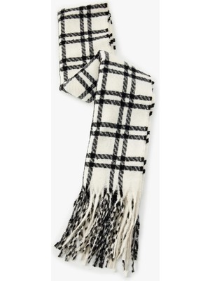 Koton Uzun Atkı Ekoseli Çok Renkli Püsküllü