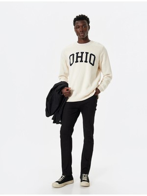 Koton Slim Fit Kot Pantolon - Brad Jean Erkek Desenli Dar Paça Günlük Stil Siyah Renk