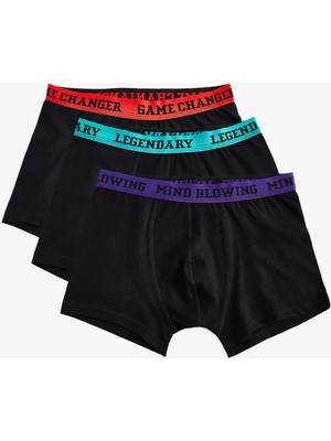 Koton Beli Lastikli Pamuklu 3'lü Boxer Seti