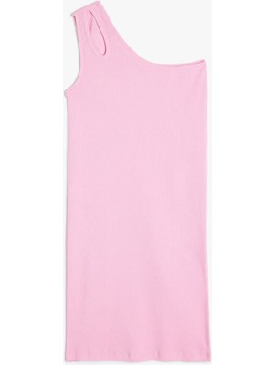 Koton Pencere Detaylı Tek Omuzlu Pamuklu Mini Elbise