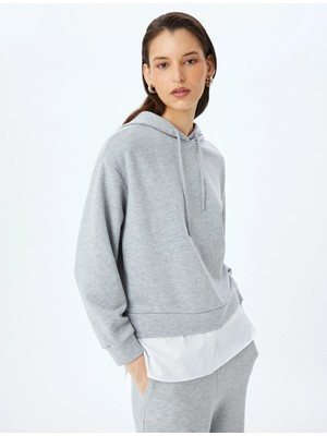 Koton Çift Kumaş Kullanımlı Üç Iplik Kapüşonlu Oversize Sweatshirt