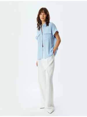 Koton Kısa Kollu Gömlek Kapaklı Cep Detaylı Rahat Kalıp