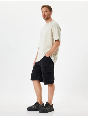 Koton Kargo Kot Şort Bermuda Bol Kalıp Cep Detaylı Pamuklu