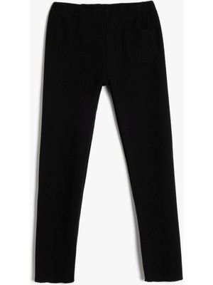 Koton Tek Cep Detaylı Beli Lastikli Ribanalı Basic Tayt