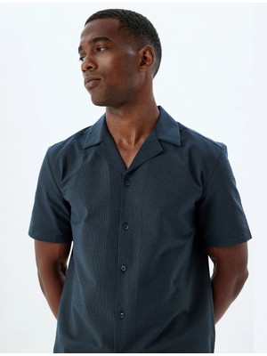 Koton Kısa Kollu Gömlek Basic Dokulu Pamuklu