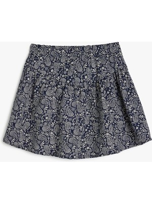 Koton Beli Lastikli Desenli Viskon Etek