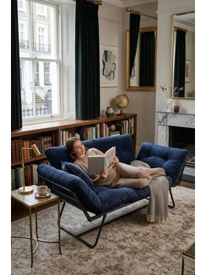 AVYNA Katlanır Yataklı Ikili Kanepe – Mekanizmalı Premium Çekyat Koltuk - Lacivert