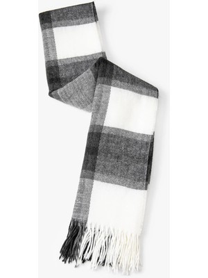 Koton Atkı Ekose Yumuşak Dokulu Püsküllü