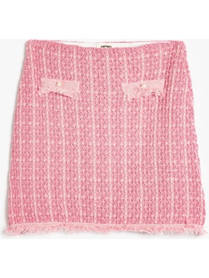 Koton Tüvit Etek Cep ve Düğme Detaylı Püsküllü