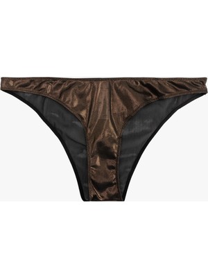 Koton Tül Varak Baskılı Parlak Kadın Brazilian Külot