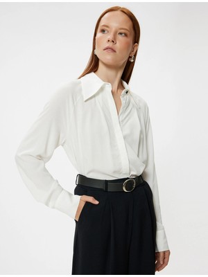 Koton Viskon Gömlek Uzun Kollu Sivri Yaka Regular Fit