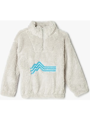 Koton Peluş Sweat Yarım Fermuarlı Dik Yaka Işleme Detaylı