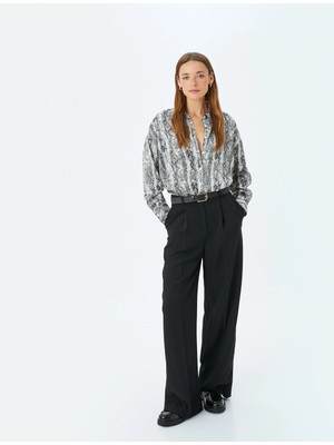 Koton Yılan Derisi Baskılı Uzun Kollu Saten Gömlek