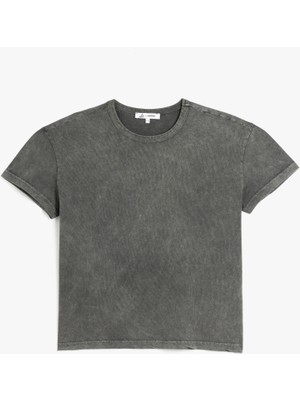 Koton Bisiklet Yaka Oversize Kısa Kollu Yıkamalı Tişört
