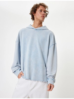 Koton Oversize Sweatshirt Yıkamalı Uzun Kollu Kapşonlu Pamuk Karışımlı