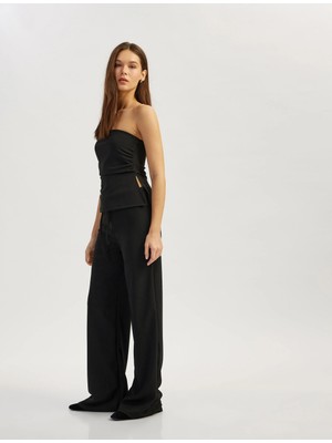 Koton Beli Bağcıklı Rahat Kesim Düz Paça Pantolon