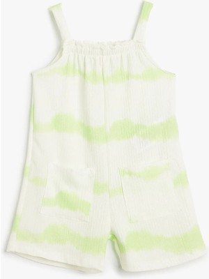 Koton Askılı Tulum Batik Desenli Yuvarlak Yaka Cep Detaylı