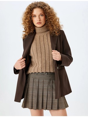 Koton Kemer Detaylı Ekoseli Mini Pileli Etek