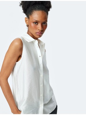 Koton Klasik Yaka Viskon Kolsuz Gömlek