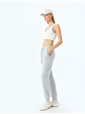 Koton Düşük Bel Dikiş Detaylı Cepli Beli Bağcıklı Jogger Eşofman Altı