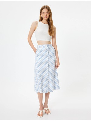 Koton Midi Boy A Kesim Etek Düğmeli Cepli