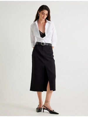 Koton Midi Boy Kalem Etek Önden Yırtmaç Detaylı Cepli