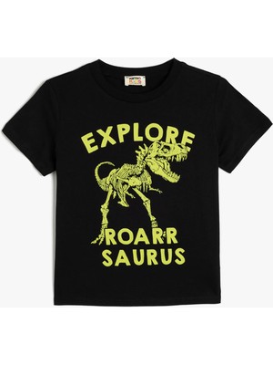 Koton Tişört Kısa Kollu Kartal Baskı Detaylı Bisiklet Yaka Pamuklu