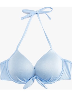 Koton Fiyonklu Kalp Yaka Boyundan Bağlamalı Push-Up Bikini Üstü