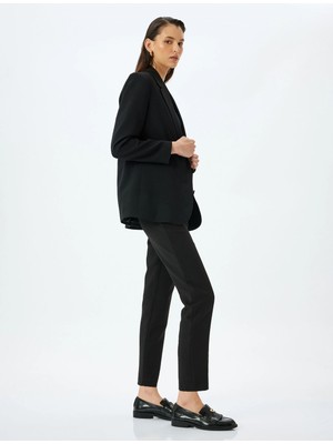 Koton Slim Fit Düğme Detaylı Cepli Yüksek Bel Cigarette Kumaş Pantolon