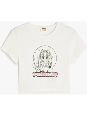 Koton Anime Baskılı Kısa Kollu Bisiklet Yaka Pamuklu Tişört