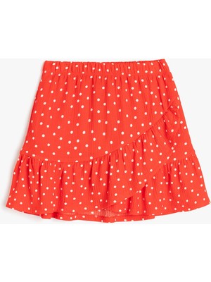 Koton Fırfır Detaylı Beli Lastikli Puantiyeli Mini Etek