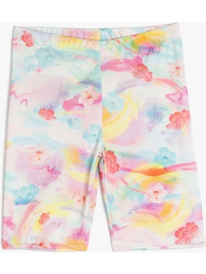 Koton Beli Lastikli Çiçek Desenli Kısa Tayt